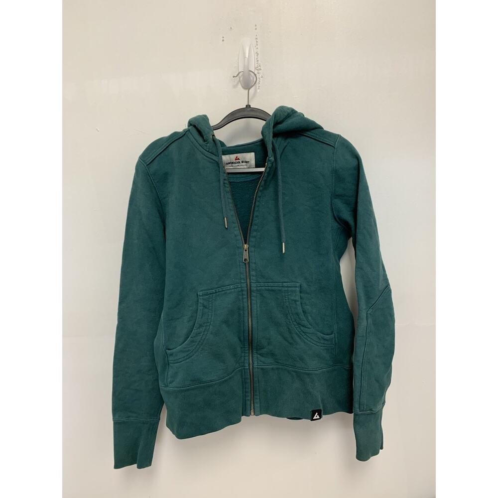 American Giant Hoodie Sweatshirt Womens Medium Green Heavyweight Full Zip USA